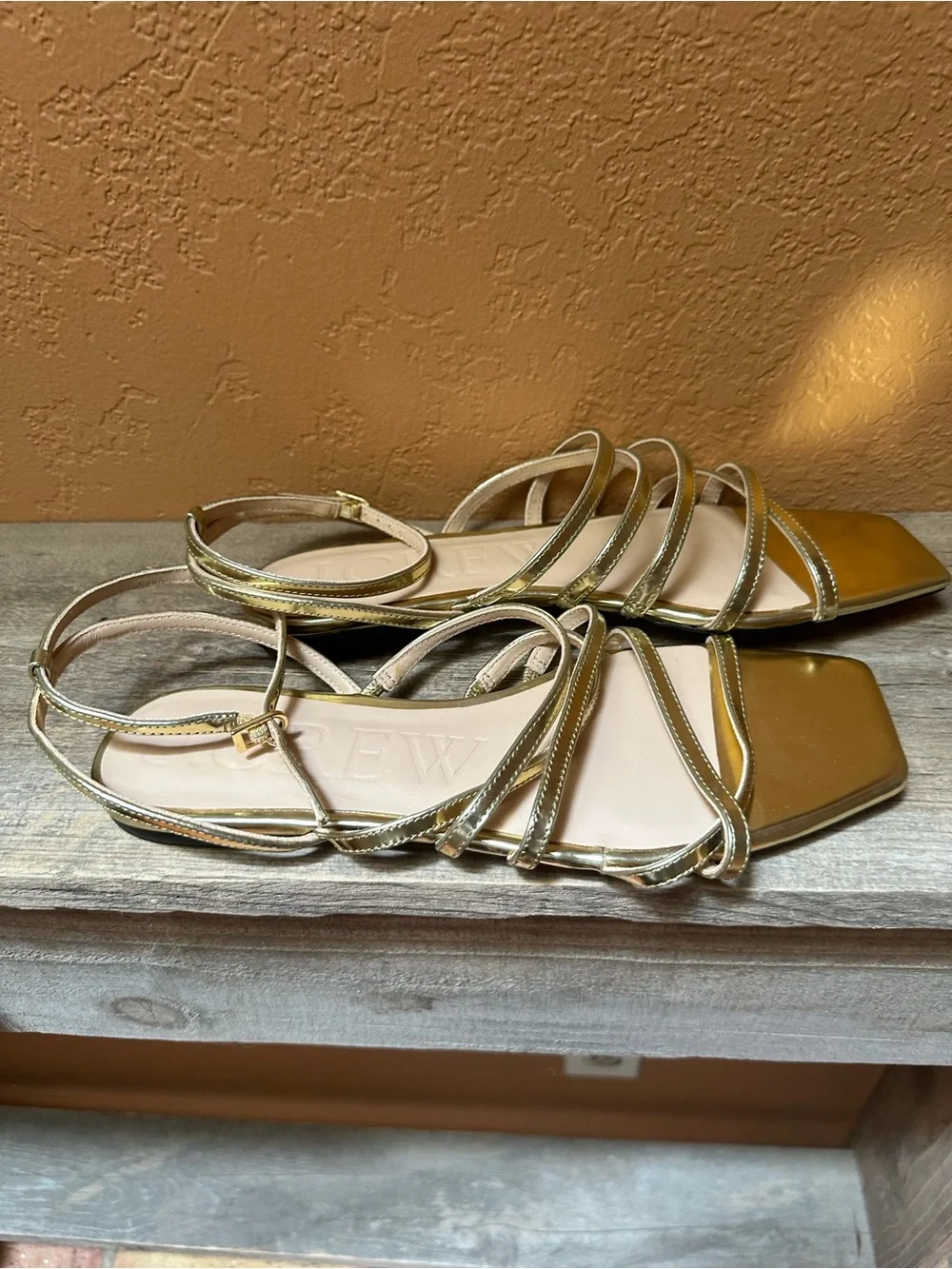 J.Crew New Cappy Strap Gold Sandals 9.5 NWOT - Picture 5 of 12
